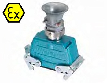 Крышка разъема Ex 99.746.3329.7 - Крышка разъема на кабель, типоразмер 16B, взрывозащищита, с уплотнителем, 1 кабельный ввод M32x1,5, с разгрузкой на изгиб, IP54, с верхним расположением, с двумя защелками, материал корпуса: цинковый сплав