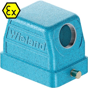 Крышка разъема Ex 70.350.0636.1 - Крышка разъема на кабель, типоразмер 6B, взрывозащищита, без уплотнителя, 1 отверстие с резьбой для кабельных вводов M20x1,5, с боковым расположением, без защелки (упоры под одну защелку), материал корпуса: цинковый сплав