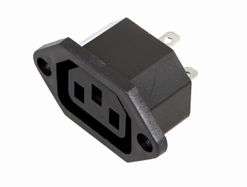 Сетевой разъем на корпус розетка тип C13 - Разъем питания серии AC, розетка 3-х полюсная, фланцевое крепление, 10А 250В