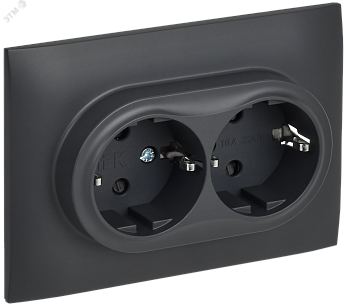 SKANDY Розетка 2-местная с заземлением с защитными шторками 16А в сборе SK-R07T титан IEK SK-R24-16-K48-F