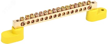 Шина PE "земля" ШНИ-6х9-16-У2-Ж на двух угловых изоляторах YNN10-69-16C2-K05