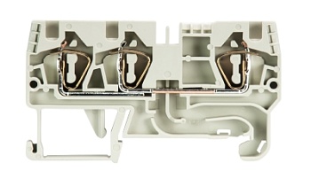 Клемма сдв. WKFN 4/D1/2/35 - Проходная клемма, 3 точки подключения, тип фиксации провода: пружинный, номинальное сечение: 4 мм кв., 32A, 800V, ширина: 6 мм, цвет: серый, тип монтажа: DIN 35