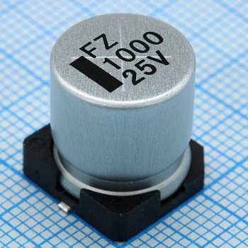 TS13CA1E102MMT000R - Конденсатор алюминиевый электролитический низкоимпедансный 1000мкФ 25В 20% 820мА 0.07Ом SMD 12.5x13.5мм 5000ч 105C