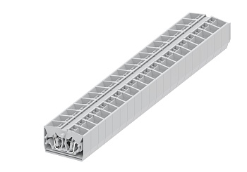 Клемма мини 254353 - Мини клемма, верхний подвод кабеля, 4 точки подключения в клемме, тип фиксации провода: пружинный, номинальное сечение: 2,5 мм кв., 24A, 800V, цвет: светло-серый, тип монтажа: без фиксации