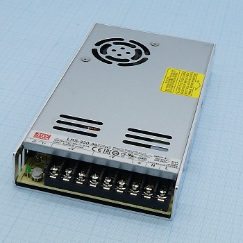 LRS-350-36 - AC-DC, 349.2Вт, вход 115/230В AC (переключатель), 47…63Гц, выход 36В/9.7A, рег. вых ±10%, изоляция 3000В AC, в кожухе 215х115х30мм, -25…+70°С