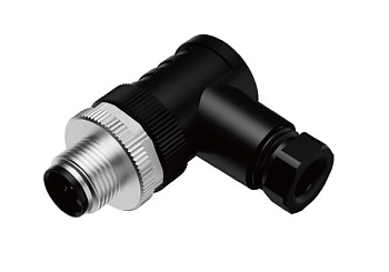 Вилочный разъем M12A05MPAFWSR608001 - Вилочный разъем на кабель, 5 полюсов, M12, угловой, A-Code, диаметр кабеля: 6,0-8,0 мм, 4А, 60V, корпус из пластика, резьбовое соединение: цинк