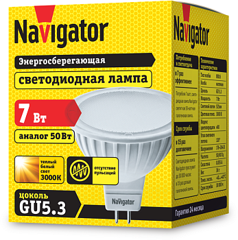 Лампа светодиодная 94 244 NLL-MR16-7-230-3K-GU5.3 7Вт 3000К тепл. бел. GU5.3 480лм 220-240В 94244