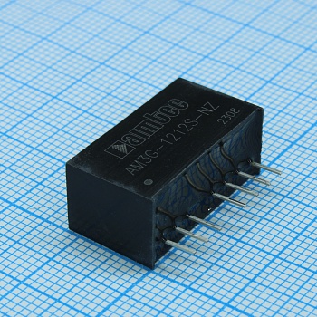 AM3G-1212S-NZ - DC/DC, 3Вт, вход 9…18В, выход 12В/0.25А, изоляция 1500В DC, КПД 82%, максимальная емкостная нагрузка не более 680мкФ, вход On/Off, SIP8, 22x9.5x12мм, -40…100°C, пластик
