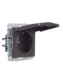Розетка BRITE РСбш10-3-44-БрТБ 16А IP44 с заземл. защ. шторки с крышкой бронза BR-R16-16-44-K45
