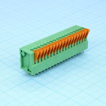DG141V-2.54-18P-14-00A(H) - Нажимной безвинтовой клеммный блок 18 контактов. Зажим типа торцевой контакт. Серия DG141V-2.54