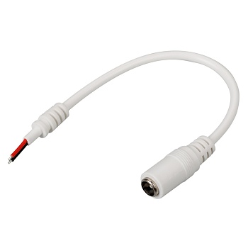Коннектор питания J5.5-2.1mm-M-10cm 020775 - гнездо (M (Mor) - "мама") для подключения одноцветной светодиодной ленты к адаптеру питания с коаксиальным коннектором 5,5х2,1 мм, длина кабеля 10 см. Максимальный ток 3А, напряжение до 50В.