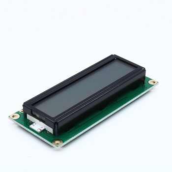 WH1601A-YGH-CT# - ЖКИ знакосинтезирующий 16 x 1, STN Серый Позитивный/прозрачно-отражающий светодиодная подсветка желто-зеленая размеры 80x36 мм, видимая область 66x16 мм, -20...70°C, контактные площадки сверху 15 выводов