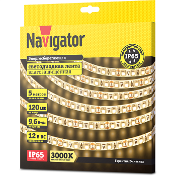 Лента светодиодная 71 411 NLS-3528WW120-9.6 IP65 12B R5 9.6Вт/м (уп.5м) 71411