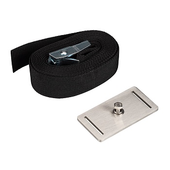 Основание для светильника ALT-BELT-1-2000 (BK) 032550 - Основание из нержавеющей стали AISI 304 на нейлоновом ремне с фиксатором для установки прожекторов малой мощности серий RAY и RAY-ZOOM на дерево или цилиндрическую опору диаметром O50-600мм.