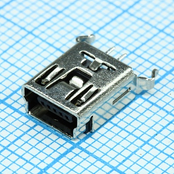 L-KLS1-229-5FC-B - Разъем mini USB, розетка тип B 5 контактов вертикальная