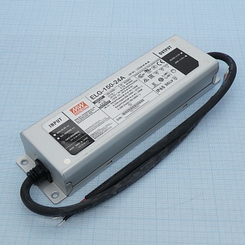 ELG-150-24A - AC-DC, 150Вт, IP65, вход 100…305В AC, 47…63Гц/142…431В DC, ККМ, выход 12...24В/6.25A, изоляция 3750В AC, в кожухе 219х63х35,5мм, -40…+70°С, рег.выхода