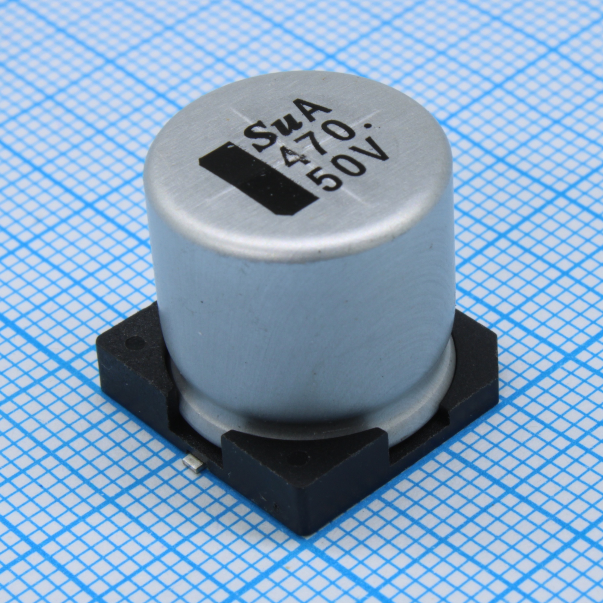 TS13CA1H471MPT000R - Конденсатор алюминиевый электролитический 470мкФ 50В ±20% (16 X 16.5мм) для поверхностного монтажа 1610мА 5000час 105°С автомобильного применения лента на катушке