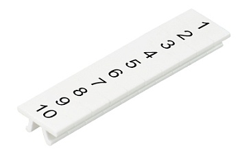 Шильдик M1.008.0103.5 - Маркировка для клемм WKF 1.5, центральная, белая, нанесенные знаки: 1-10