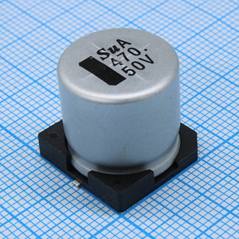 TS13CA1H471MPT000R - Конденсатор алюминиевый электролитический 470мкФ 50В ±20% (16 X 16.5мм) для поверхностного монтажа 1610мА 5000час 105°С автомобильного применения лента на катушке