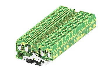 Заземляющая клемма 225957 - Заземляющая клемма, TA2.5, 3 точки подключения, тип фиксации провода: пружинный, номинальное сечение: 2,5 мм кв., ширина: 5 мм, цвет: желто-зеленый, тип монтажа: DIN 35