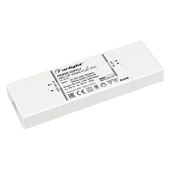 Блок питания ARV-SP-24060-FLAT-PFC (24V, 2.5A, 60W) 033261 - Источник напряжения с гальванической развязкой для светодиодных изделий. Входное напряжение 220-240 VAC. Выходные параметры: 24 В, 2.5 А, 60 Вт. Встроенный PFC >0.95. Сверхтонкий пластиковый кор