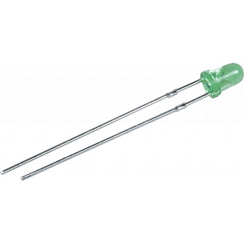 L-132XGT - Светодиод 3мм/зеленый/565нм/20-40мкд/прозрачный зеленый/50°