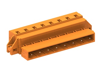 Вилочный разъем на кабель 478424/010 - Вилочный разъем, прямой, на кабель, шаг: 7.62 мм, 24 полюса, фиксация провода пружинная, исполнение: с монтажными фланцами, 500V, 16A, цвет: оранжевый