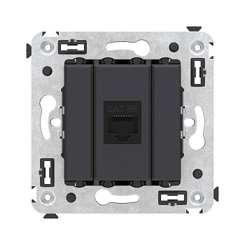 Розетка компьютерная 1-м СП Avanti "Черный матовый" RJ45 кат.5E без шторок механизм 4412663