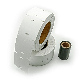 brdz142 - Комплект для маркировки кабеля: бирка У-134 (форма-квадрат), размер 55 х 55 мм, 1000 шт.(2 рулона по 500 шт.); риббон, цвет черный, размер 64 мм х 74 м, втулка 25.4 мм