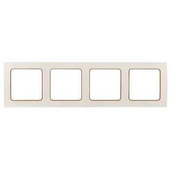 Стокгольм Рамка 4-местная белая с линией цвета шампань PROxima EAM-G-303-20