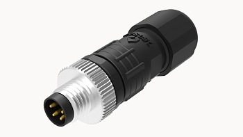 Вилочный разъем PA-M8A-04P-MM-SL7001 - Вилочный разъем на кабель, 4 полюса, M8, прямой, фиксация провода пайкой, A-Code, диаметр кабеля: 4,0-6,0 мм, сечение: 0,25-0,34 мм кв., 3А, 30V, пластик