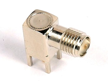 731000115 - Разъем коаксиальный SMA розетка 50Ом угловой монтаж в отверстие лоток