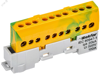 TEKFOR Шина PE земля изолированная на универсальном держателе 6х9-10-ЖЗ IEK TF-NN10-10-KL-K52