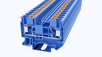 Проходная клемма DS6-01P-12 - Проходная клемма, тип фиксации провода: Push-in, номинальное сечение: 6 мм кв., 41A, 1000V, ширина: 8,2 мм, цвет: синий, втычная перемычка, тип монтажа: DIN35