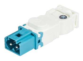 Разъем GST15I2S S1 ZR1 WW - Вилочный разъем на кабель диам. 6 - 7,7 мм, 2 полюса, винтовая фиксация, номинальное напряжение: 250V, номинальный ток: 16A, цвет корпуса: белый, цвет контактной вставки: голубой, серия gesis GST15i2 серия gesis GST15i2