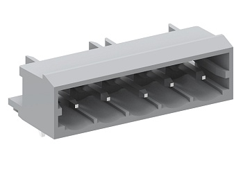 Вилочный разъем на плату 450304-00D - Вилочный разъем, горизонтальный, на плату, шаг: 5.0 мм, 4 полюса, фиксация на плате пайкой, исполнение: длина выводов 3,8 мм, 320V, 12A, цвет: серый