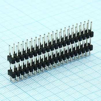 DS1029-04-2X20P8BVA10-B - Штыревой соединитель, 2х20 шаг 2,54мм.,двухрядный (A=6.00мм, H=10.40мм, B=3.00мм)