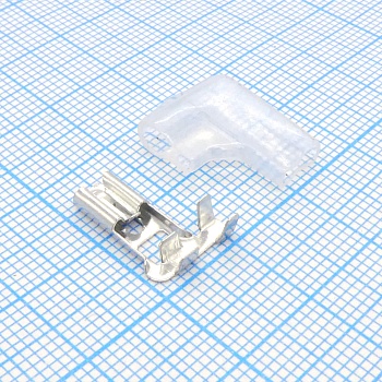 Контакт гнездовой D4.8L - Контакт гнездовой 4.8 мм угловой, под обжим, сечение провода 1.5мм2 с силиконовым изолятором