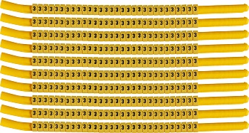 brd333303 - SCNG-18-3 клипсы жёлтые, 300шт/упак, для провода 4,6-5,9мм диаметра, легенда 3
