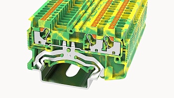Заземляющая клемма DS1.5-TW-PE-01P-1C - Заземляющая клемма, 3 точки подключения, тип фиксации провода: Push-in, номинальное сечение: 1.5 мм кв., ширина: 3,5 мм, цвет: желто-зеленый, тип монтажа: DIN35