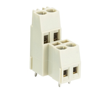 Клемма Wiecon 8191 E / 2 / 4 OB - Клемма на печатную плату, подвод кабеля сбоку, 2 этажа, 4 полюса, шаг: 5 мм, винтовая фиксация провода, без маркировки, 300V, 16А, цвет: серый, серия 8191 E