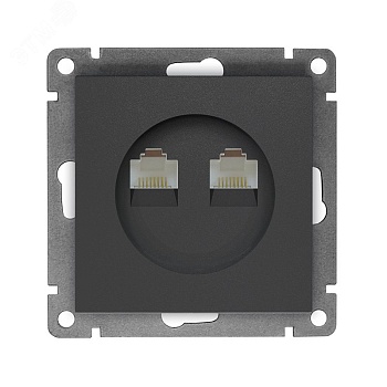 Розетка компьютерная двухместная UNIVersal серия Афина с/у, 1А, RJ45, графит (еврослот), механизм A1086-Gr