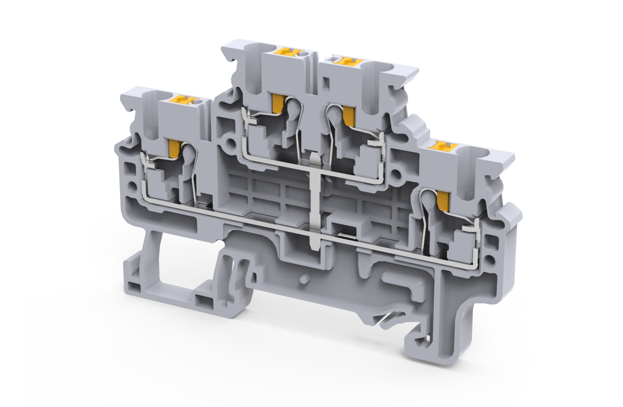 Этажная клемма CPDL2.5(I.S) - Этажная клемма, межэтажное соединение, тип фиксации провода: push-in, номинальное сечение: 2,5 мм кв., 24A, 1000V, ширина: 5 мм, цвет: серый, тип монтажа: DIN 35