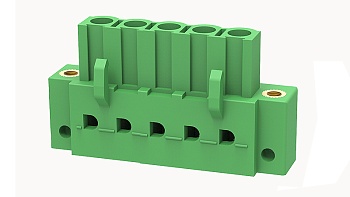 PCB клемма 2EDGAM-5.08-05P-14 - Розеточный разъем, PCB, на плату, пайка, шаг 5,08 мм, 5 полюсов, угол монтажа 90 гад., с монтажными фланцами, 320V, 20А, цвет: зеленый, серия 2EDGAM