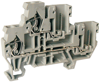 Этажная клемма UJ5-2.5WV/2-2 - Этажная клемма для подключения разъемоа, тип фиксации провода: пружинный, номинальное сечение: 2,5 мм кв., 24A, 500V, ширина: 5 мм, цвет: серый, тип монтажа: DIN 35