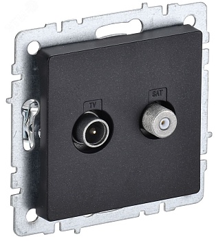 BRITE Розетка двойная TV+SAT РТВ/РСп12-БрЧ черный BR-AF20-O-K02