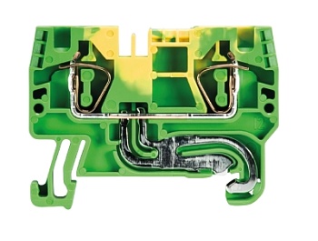 Клемма заземл. WKFN 4 SL/35 - Заземляющая клемма, тип фиксации провода: пружинный, номинальное сечение: 4 мм кв., 32A, 800V, ширина: 6 мм, цвет: желто-зеленый, тип монтажа: DIN 35