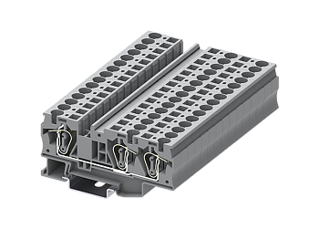 Проходная клемма TC6-3-GY - Проходная клемма, 3 точки подключения, тип фиксации провода: пружинный, номинальное сечение: 6 мм кв., 41A, 1000V, ширина: 8,2 мм, цвет: серый, тип монтажа: DIN 35