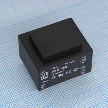 BV EI 302 2008 - Трансформатор питания 1.8ВА  230В 2x15В  2x60мА ta 40 C/F (EI 30/10.5)21.8мм