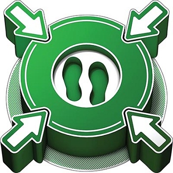 gws307911 - Знак безопасности 3D "Сохраняйте дистанцию. Ожидайте здесь", белый на зелёном, размер 500 х 500 мм, 1 шт.